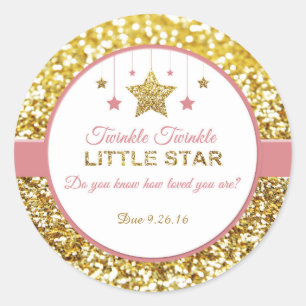 Twinkle Twinkle Little star rosa and guld-klisterm Runt Klistermärke