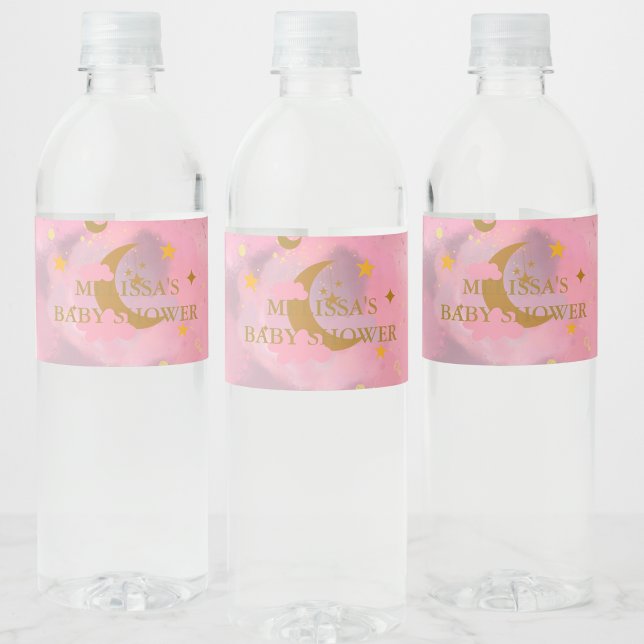 Twinkle Twinkle Little Star Rosa Anpassningsbar Vattenflaskor Etikett (Skapare uppladdad)