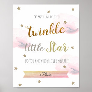 Twinkle Twinkle Little Star Rosa Barn Konst Poster