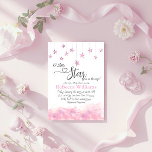 Twinkle Twinkle Little Star Rosa Flickig Baby Show Inbjudningar