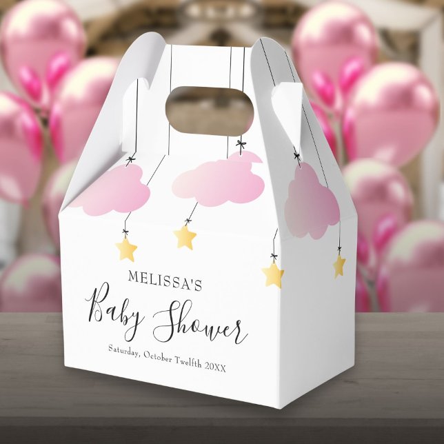 Twinkle Twinkle Little Star Rosa Flickig Babyfest Presentaskar (Twinkle Twinkle Little Star Pink Girl Baby Shower Favor Box)