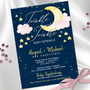 Twinkle Twinkle Little Star Rosa Girl Baby Shower Inbjudningar