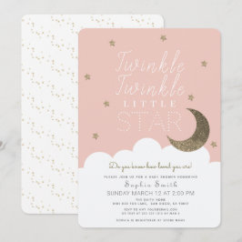 Twinkle Twinkle Little Star Rosa Girl Baby Shower Inbjudningar