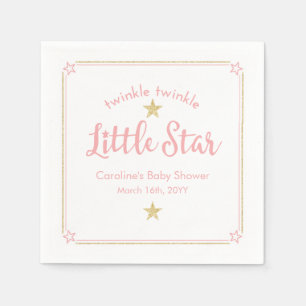 Twinkle Twinkle Little Star Rosa Guld Baby Shower Pappersservett