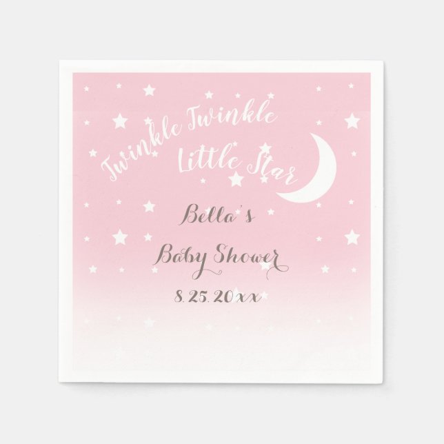 Twinkle Twinkle Little Star Rosa Papper Napkins Pappersservett (Framsidan)