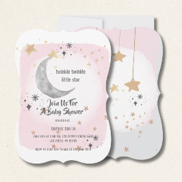 Twinkle Twinkle Little Star Rosa Vattenfärg Inbjudningar