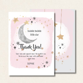 Twinkle Twinkle Little Star Rosa Vattenfärgssprut Tack Kort