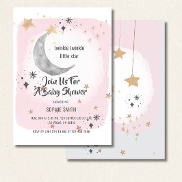 Twinkle Twinkle Little Star Rosa Watercolor Stänk Inbjudningar