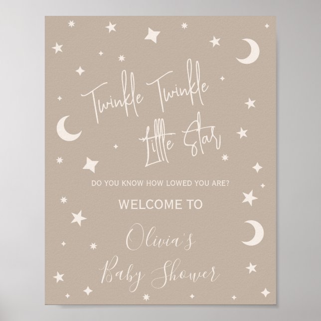 Twinkle Twinkle Little Star Shower Welcome Sign Poster (Framsidan)