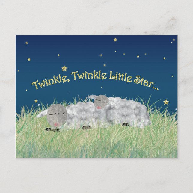 Twinkle Twinkle Little Star Sleeping Sheep Vykort (Framsida)