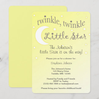 Twinkle Twinkle Little star soft gult inbjudan