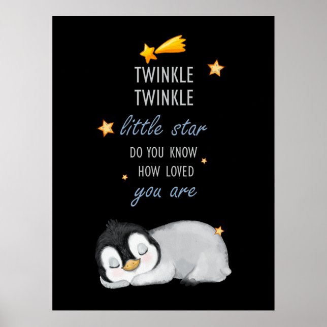 Twinkle, Twinkle Little Star Söt Pingvin Poster (Framsidan)