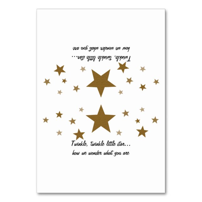 Twinkle Twinkle Little Star Tält-kort Bordsnummer (Framsidan)