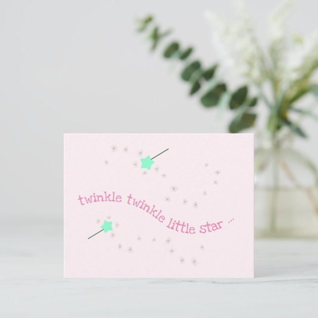 Twinkle Twinkle Little Star, Trollstav Babyflicka Vykort (Stående Fram)