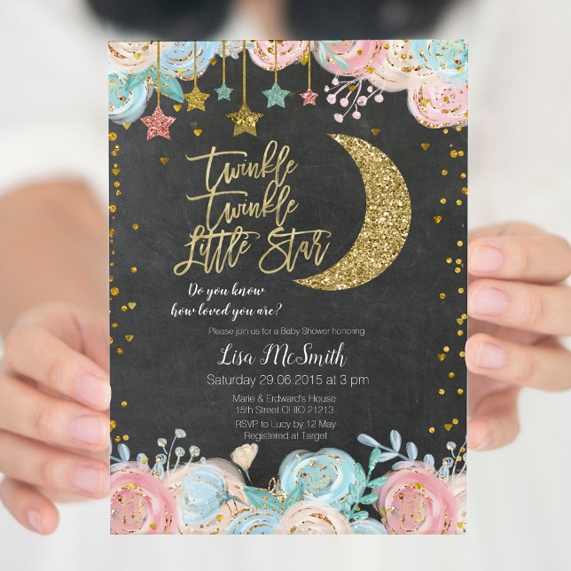 Twinkle Twinkle Little Star Twin Baby Shower Inbjudningar (Skapare uppladdad)
