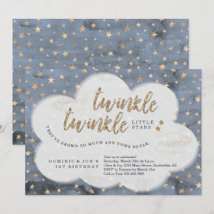 Twinkle Twinkle Little Star Twin Boys 1:a födelsed Inbjudningar