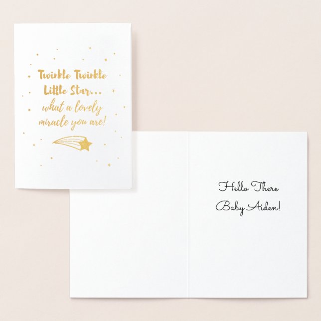 Twinkle Twinkle Little Star Typografi Guld Folie Folierat Kort (Display)