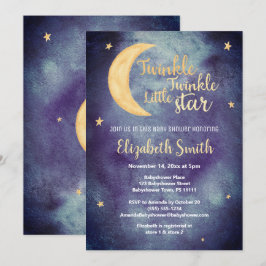 Twinkle Twinkle little star watercolor babyshower Inbjudningar
