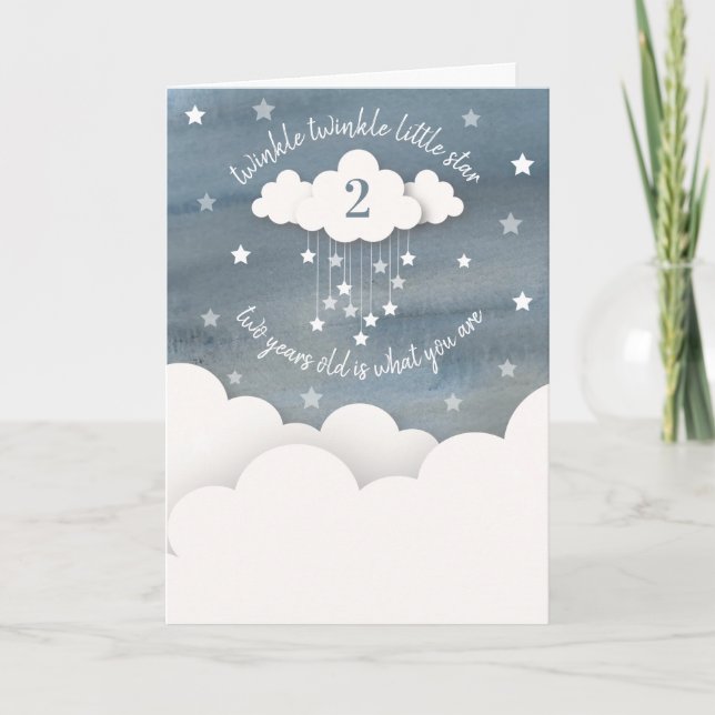 Twinkle Twinkle Little Star Watercolor Birthday Inbjudan (Framsida)