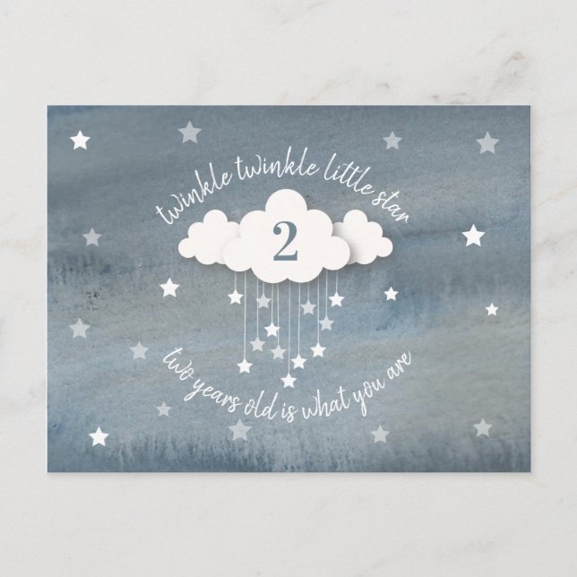Twinkle Twinkle Little Star Watercolor Birthday Inbjudan Vykort (Framsida)