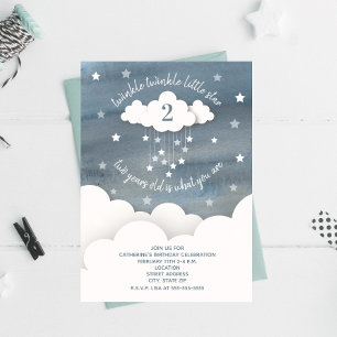 Twinkle Twinkle Little Star Watercolor Birthday Inbjudningar