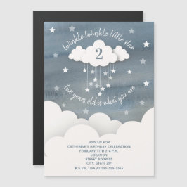 Twinkle Twinkle Little Star Watercolor Birthday Magnetisk Inbjudningskort