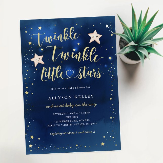 Twinkle Twinkle Little Stars Födelsedagsinbjudan Inbjudningar (Skapare uppladdad)