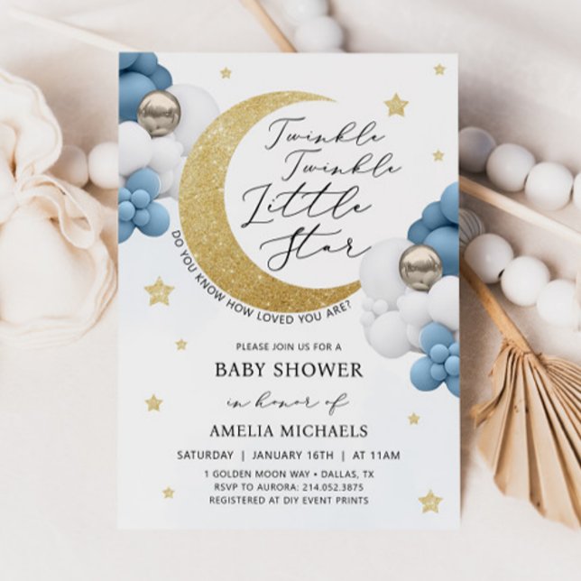 TWINKLE TWINKLE Måne och Stars Baby Shower Inbjudningar (Skapare uppladdad)