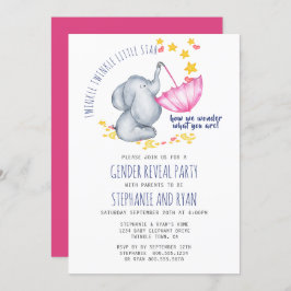Twinkle Twinkle Navy Rosa Elephant Gender Reveal Inbjudningar