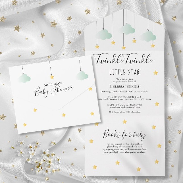 Twinkle Twinkle Neutral Baby Shower (Twinkle Twinkle Neutral Baby Shower All In One Invitation)
