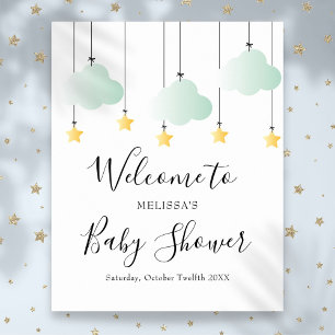 Twinkle Twinkle Neutral Baby Shower Välkomstskylt Poster