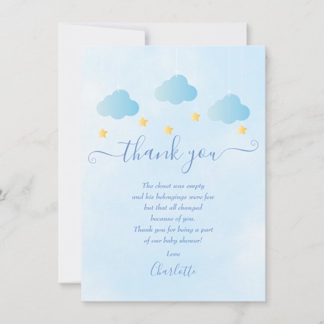 Twinkle Twinkle Pojke Baby Shower Tack Poesi Kort (Framsida)