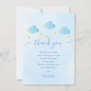 Twinkle Twinkle Pojke Baby Shower Tack Poesi Kort