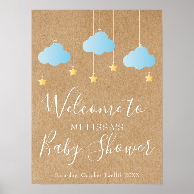 Twinkle Twinkle Pojke Shower / Sprinkle Welcome Poster (Framsidan)