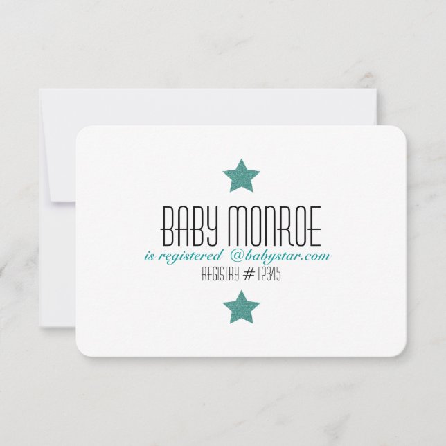 TWINKLE TWINKLE-REGISTRERINGSKORT BABY SHOWER INBJUDNINGAR (Framsida)