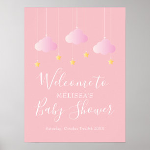 Twinkle Twinkle Rosa Babyflicka Babyshower Välkomm Poster
