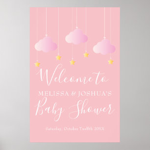 Twinkle Twinkle Rosa Babyflicka Babyshower Välkomm Poster