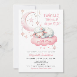 Twinkle Twinkle Rosa Lamb Girls Baby Shower Inbjudningar