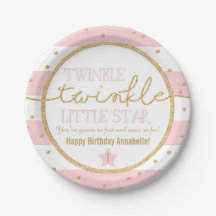 Twinkle Twinkle Rosa och Guld Birthday Tallrikar