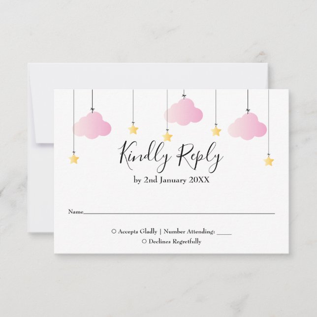 Twinkle Twinkle Star Rosa Girl Baby Shower OSA Kort (Framsida)