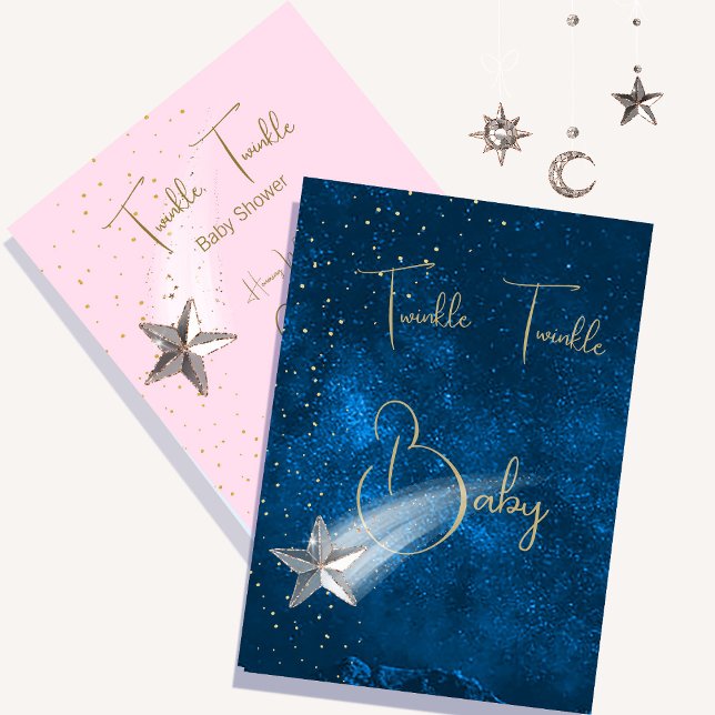 Twinkle Twinkle Stars Rosa Baby Shower Inbjudningar (Skapare uppladdad)