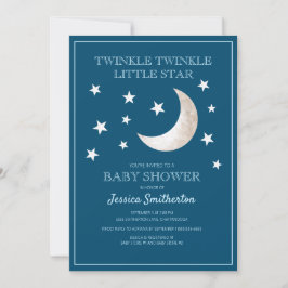 Twinkle Twinkle Stjärnor Moon Baby Pojke Baby Show Inbjudningar