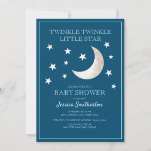 Twinkle Twinkle Stjärnor Moon Baby Pojke Baby Show Inbjudningar