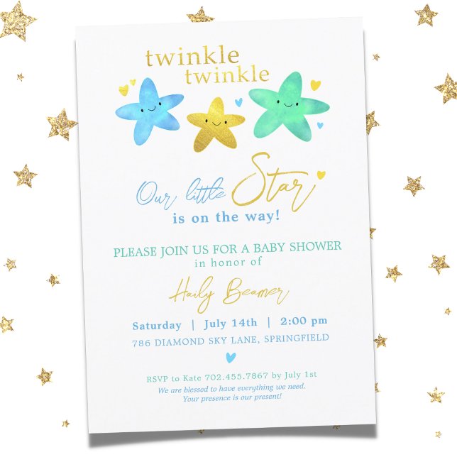 Twinkle Twinkle Vår lille Star Baby Shower Invita Inbjudningar (Skapare uppladdad)