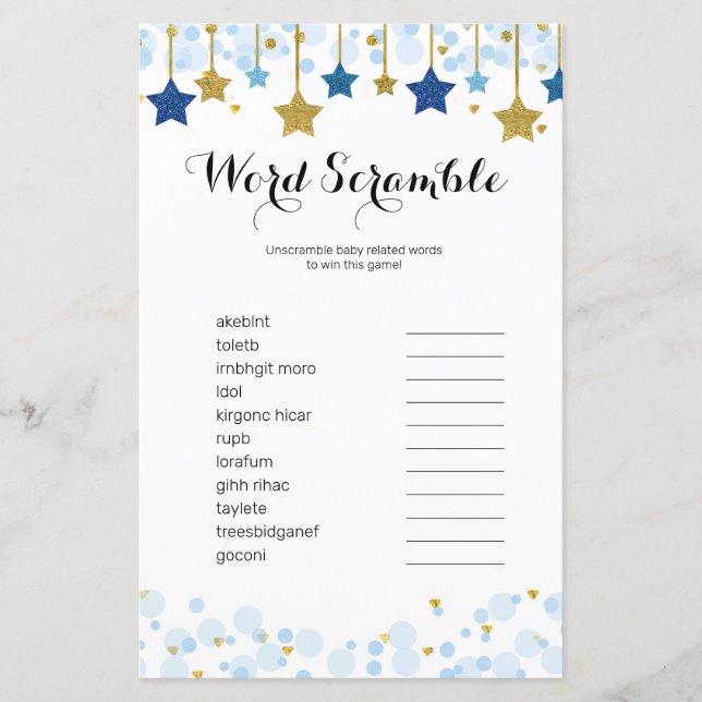 Twinkle Twinkle Watercolor Ordspridningsspel (Framsida)