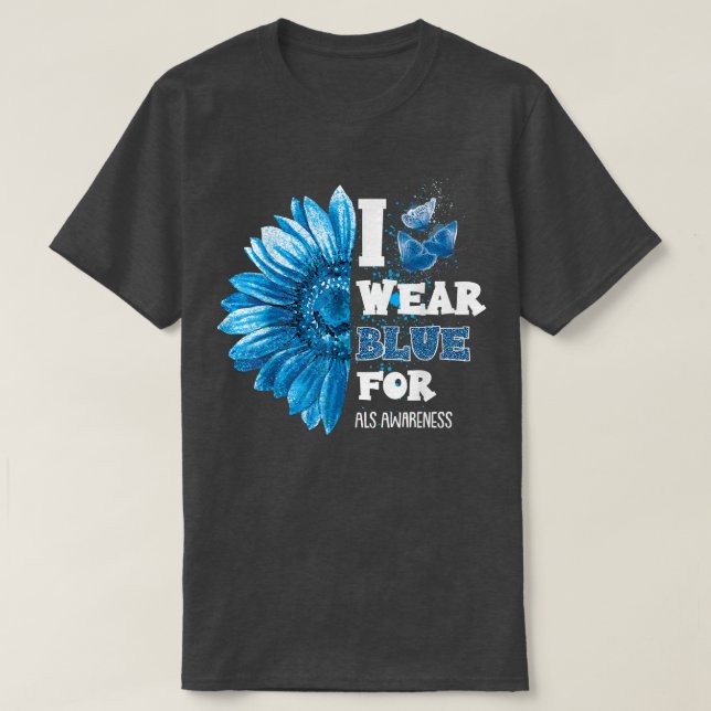 TwinkleHeart Solros I Bära Blue för Als Awarene T Shirt (Design framsida)