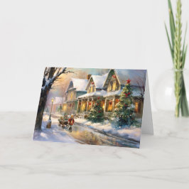 Twinkling Helgdag Delight Boy Pulling A Sleigh Kort