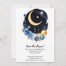 Twinkling Himlar Baby Shower Måne & Stars Themme Inbjudningar