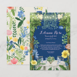 Twinkling Ljus Blue Blommigt Garden Möhippa Tack Kort