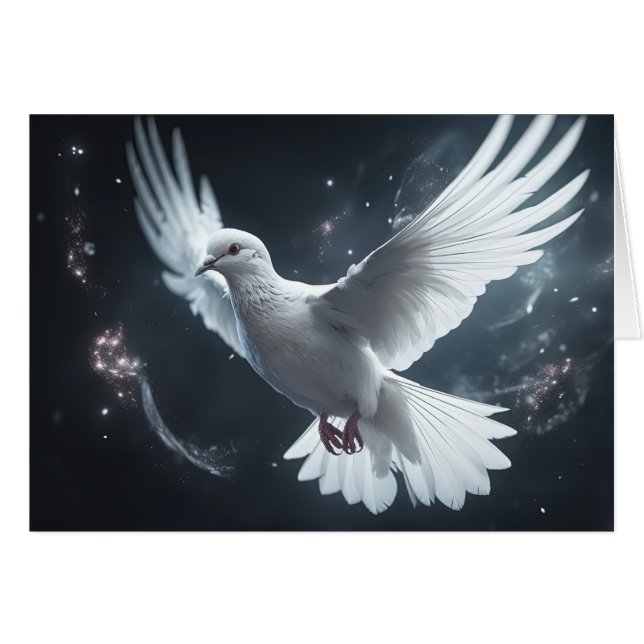 Twinkling Ljus White Peace Dove Hälsningskort (Framsidan Horizontal)